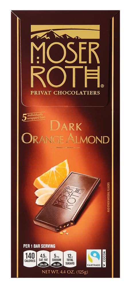 Moser Roth Chocolate Bars, Dark Orange Almond (4.4 oz)