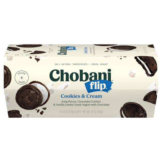 Chobani Flip Cookies & Cream Vanilla Chocolate Chip Low-Fat Greek Yogurt
