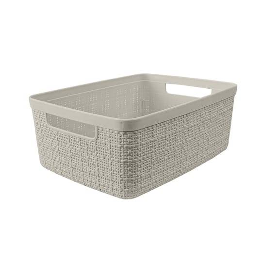 Curver Jute Cream Plastic Storage Basket Organizer