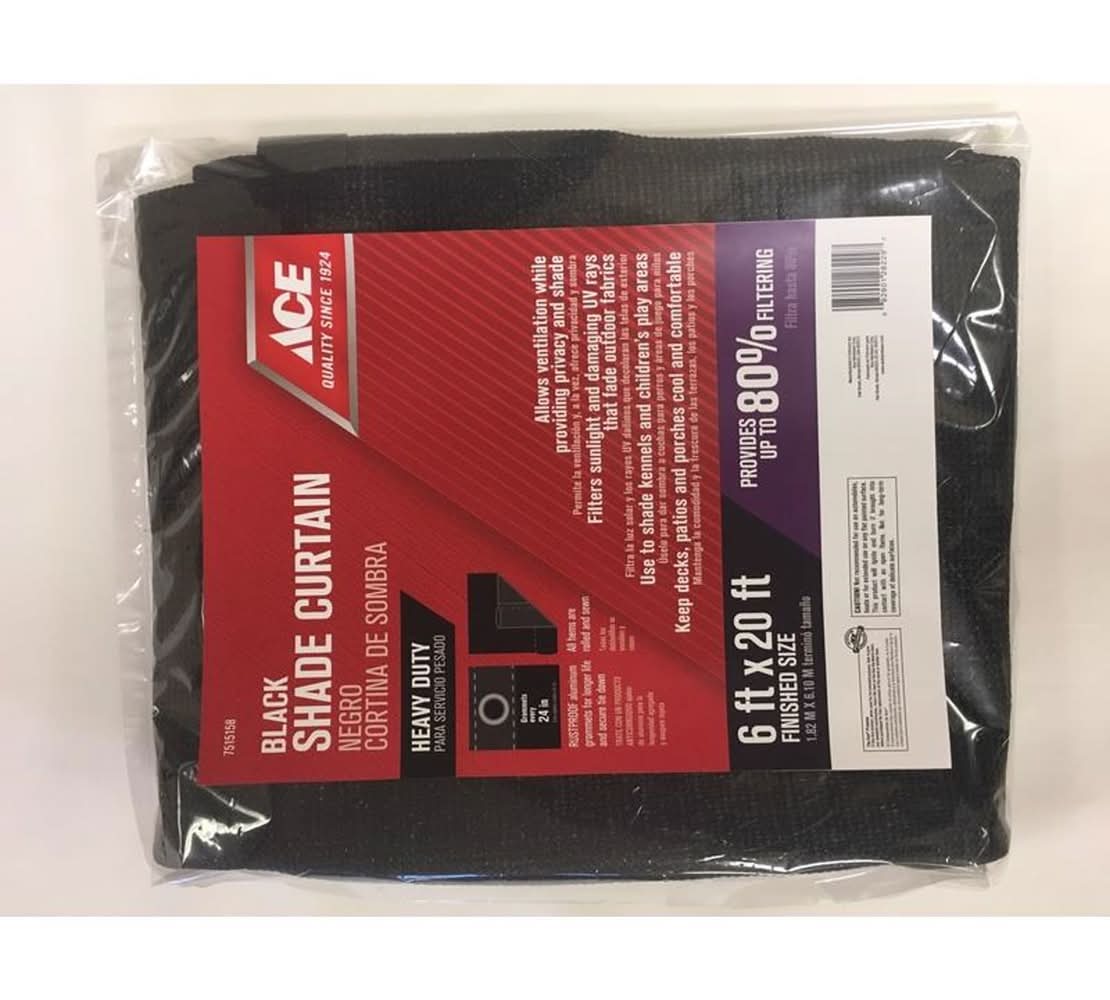 ACE 6 Ft. W X 20 Ft. L Heavy Duty Polyethylene Shade Curtain Black