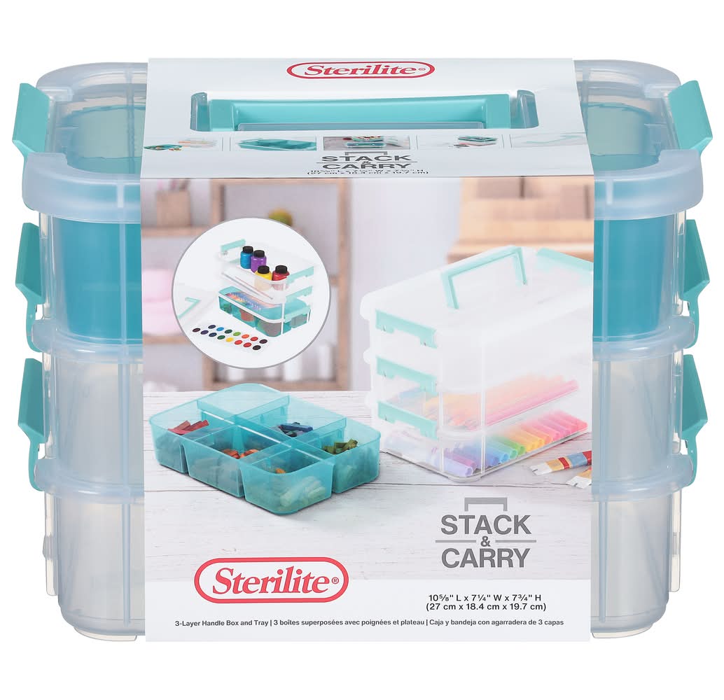 Sterilite Stack & Carry Clear 3-layer Handle Box & Tray