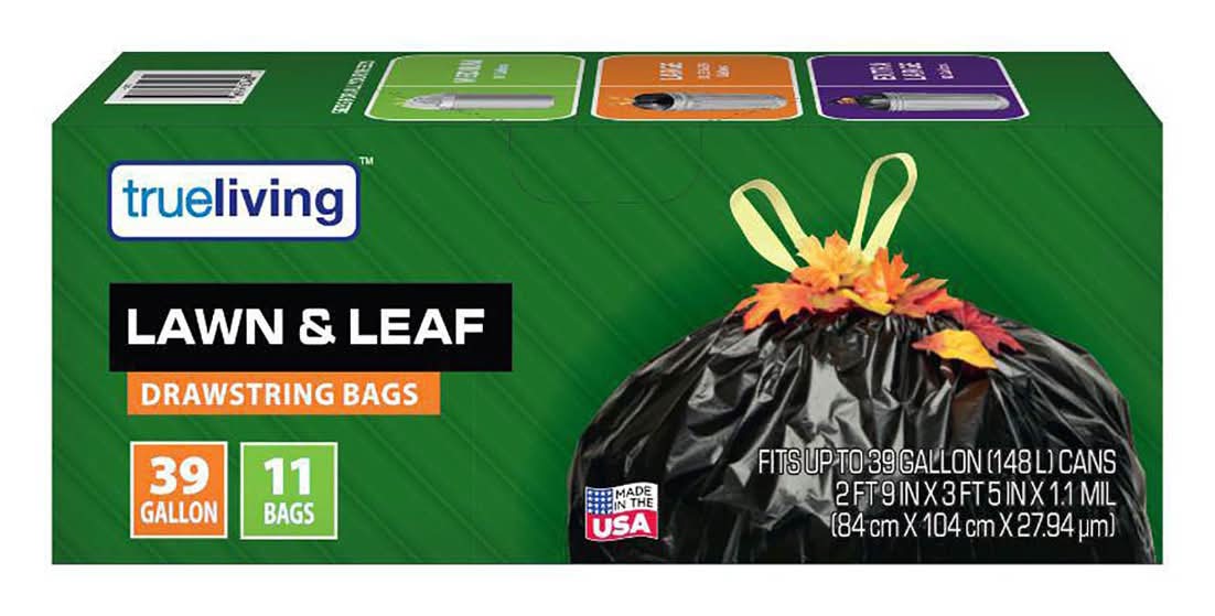 True Living Lawn & Leaf Drawstring Trash Bags 39 Gallon 11 Ct