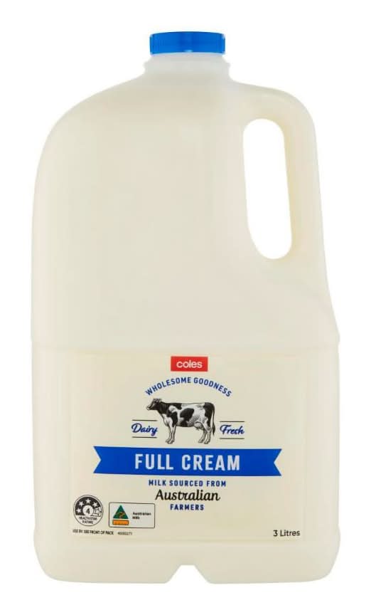 Coles Full Cream Milk (3L)