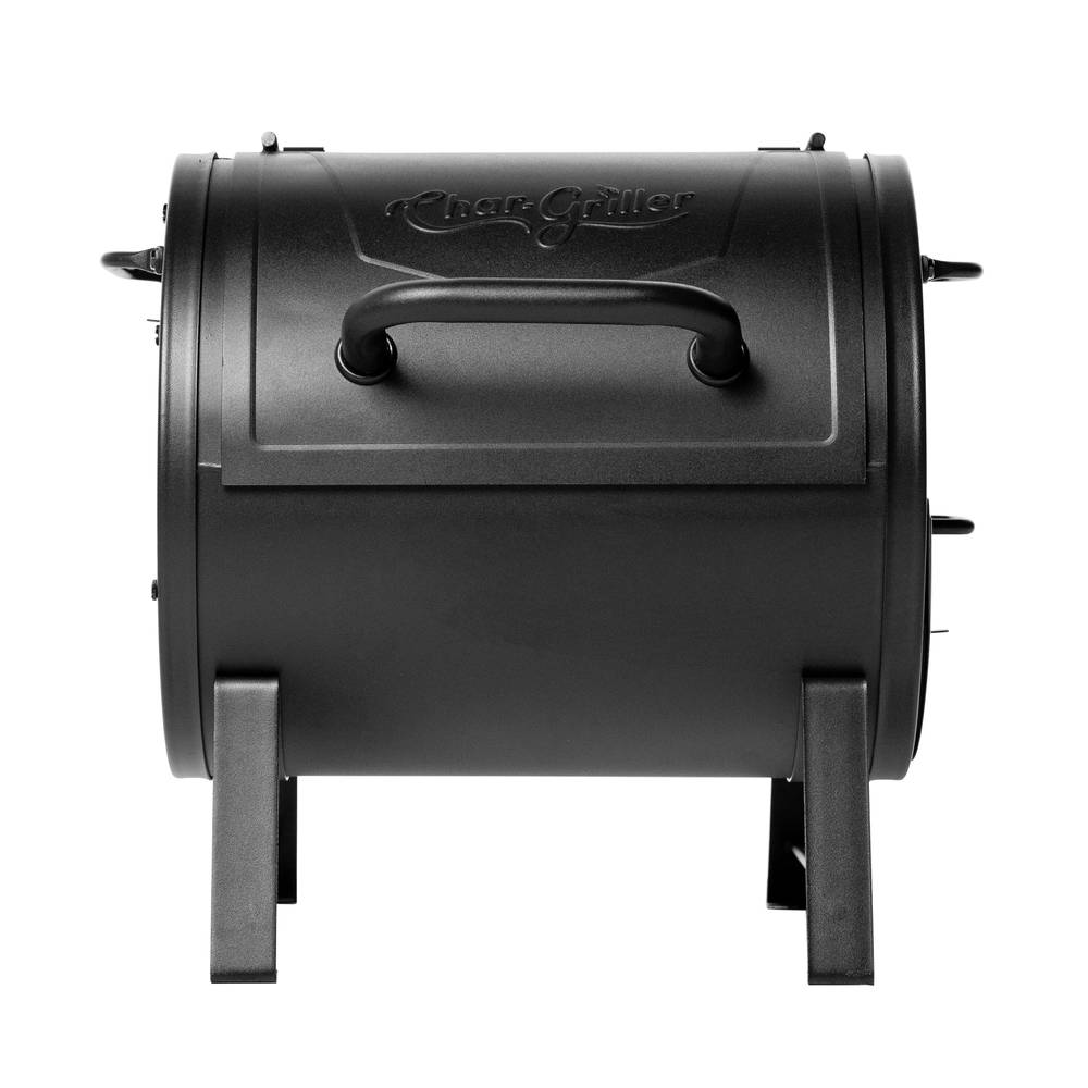 Char-Griller Portable Charcoal Grill and Side Fire Box 17-in W Black Barrel Charcoal Grill | 52424