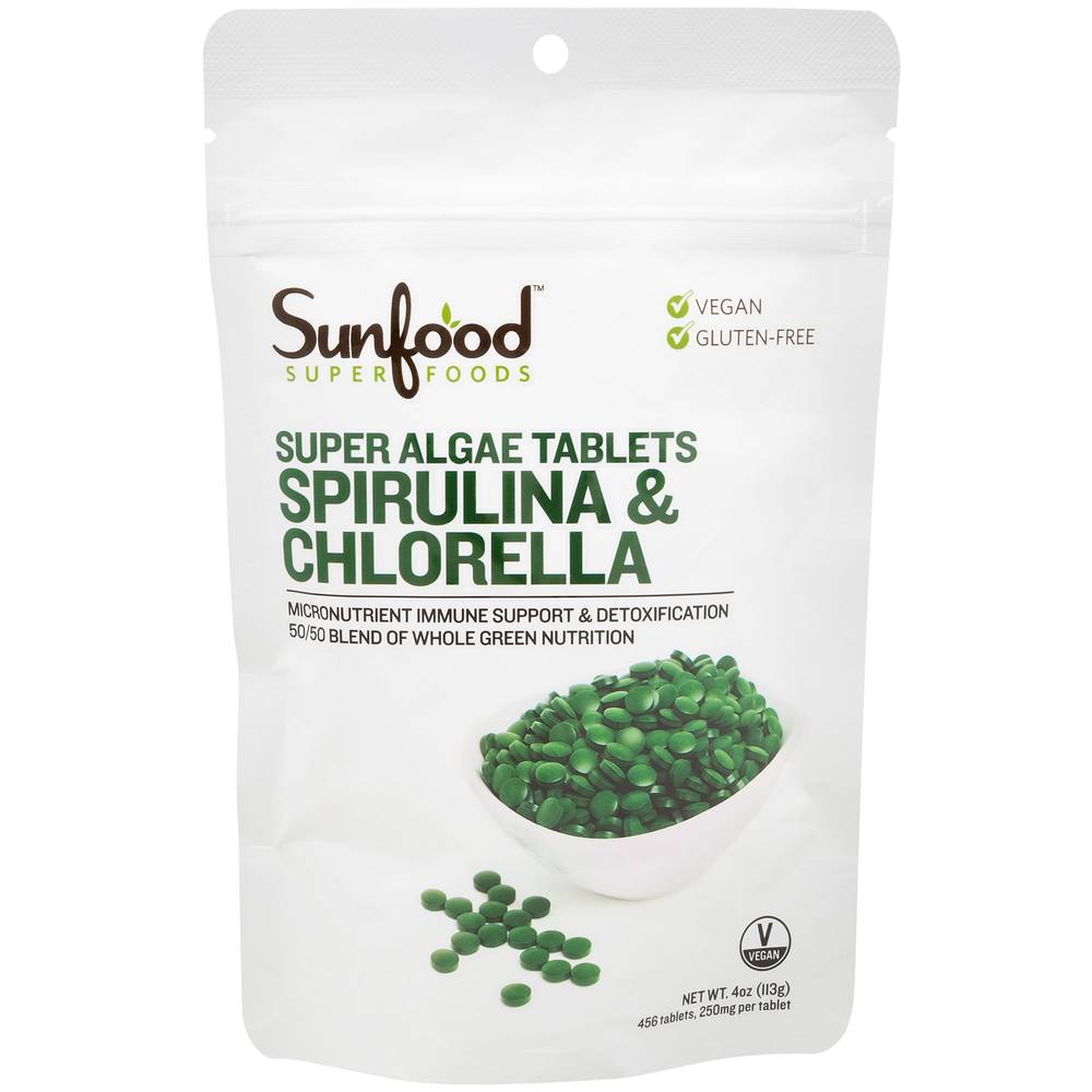 Sunfood Spirulina and Chlorella Super Algae Tablets