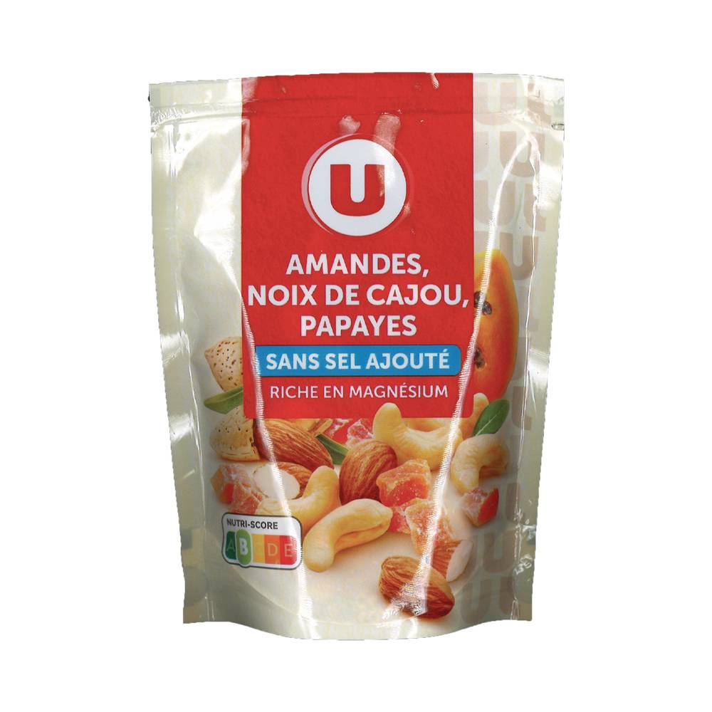 Les Produits U - Mélange d'amandes, noix de cajo et papaye (110g)