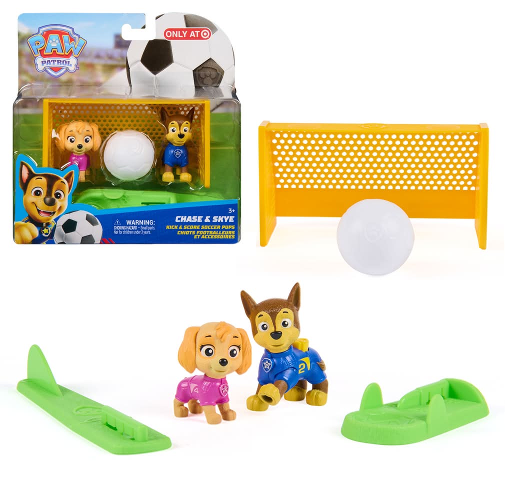 PAW Patrol, Chase & Skye, Kick & Score Soccer Pups Playset (Target Exclusive)