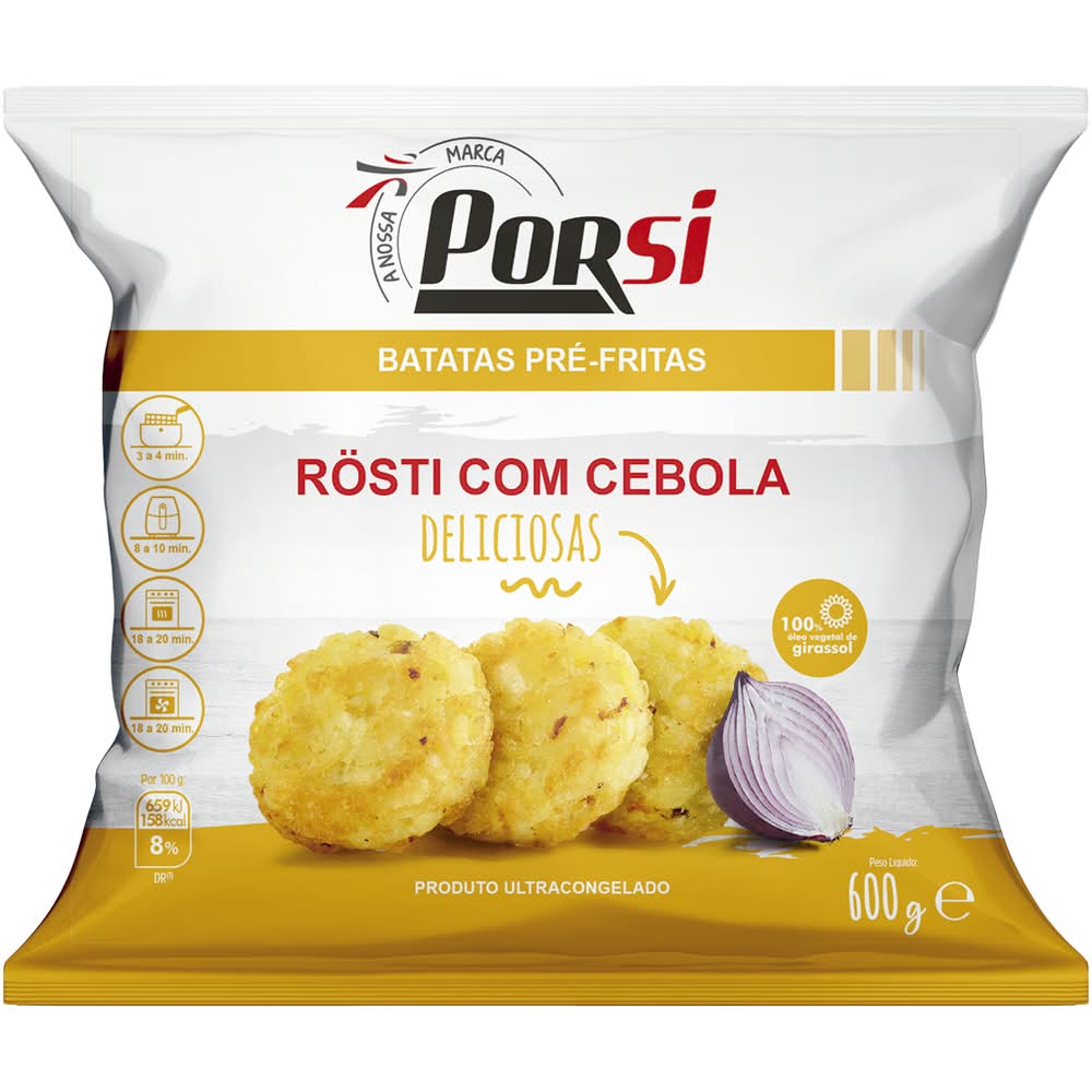 PorSi  - Batatas PrÃ© fritas Rosti com Cebola, embalagem com 600 g
