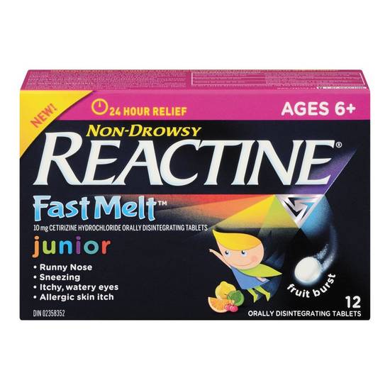 Reactine Fast Melt Cetirizine Hydrochloride Tablets 10 mg (12 units)