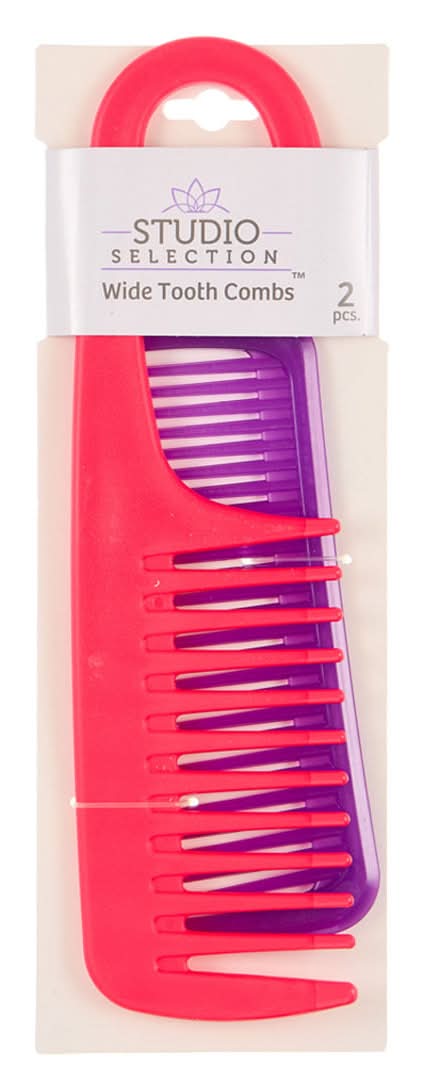 Studio Selection Wide Tooth Hair Combs, Assorted (2 x 2 ct)