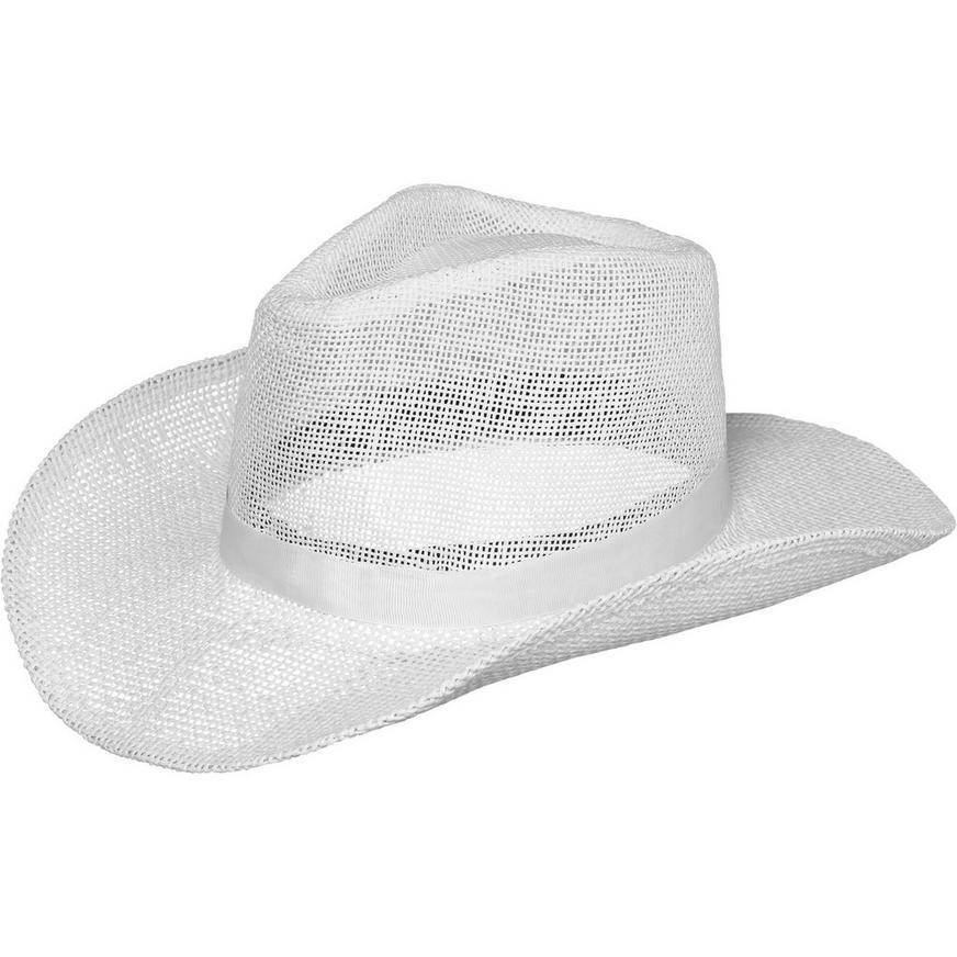 Party City White Burlap Cowboy Hat (unisex/white)