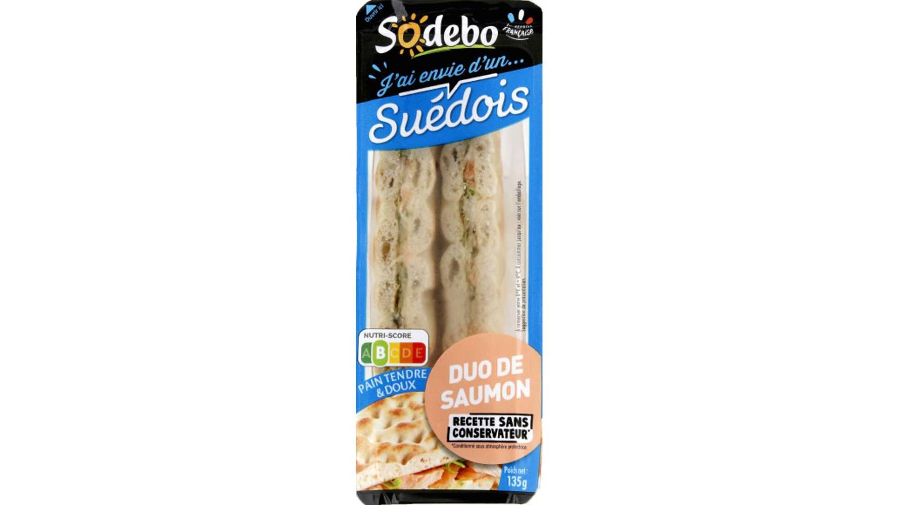 Sodebo Sandwich duo de saumon La barquette de 135g