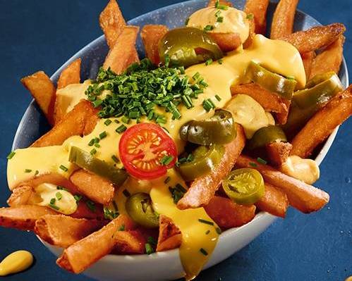 Chili Cheddar Süsskartoffel-Fritten