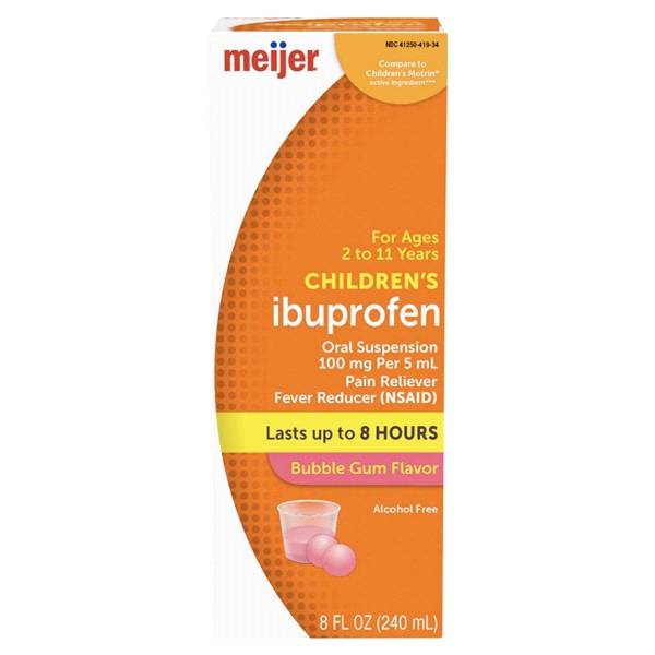 Meijer Children's Ibuprofen Oral Suspension 100 Mg, Bubble Gum (8 fl oz)