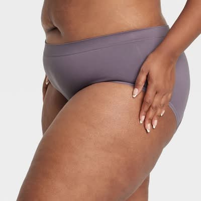 Women's Absorbent Seamless Hipster Period Underwear - Auden™ Mauve Gray XXL: Midweight Knit, 4-Way Stretch