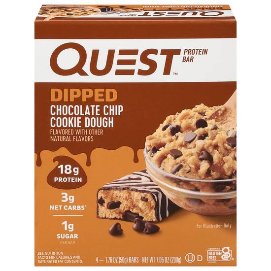 Quest Dipped Chocolate Chip Cookie Dough Flavor Protein Bar ( 4 ct)