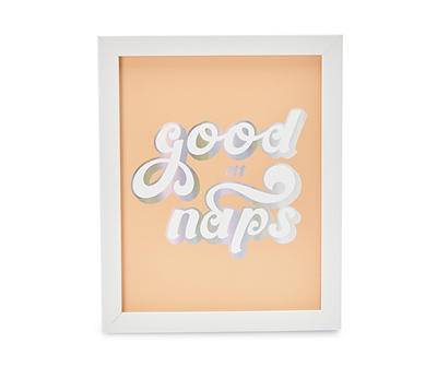 "Good at Naps" Orange Foil-Accent Framed Tabletop Plaque