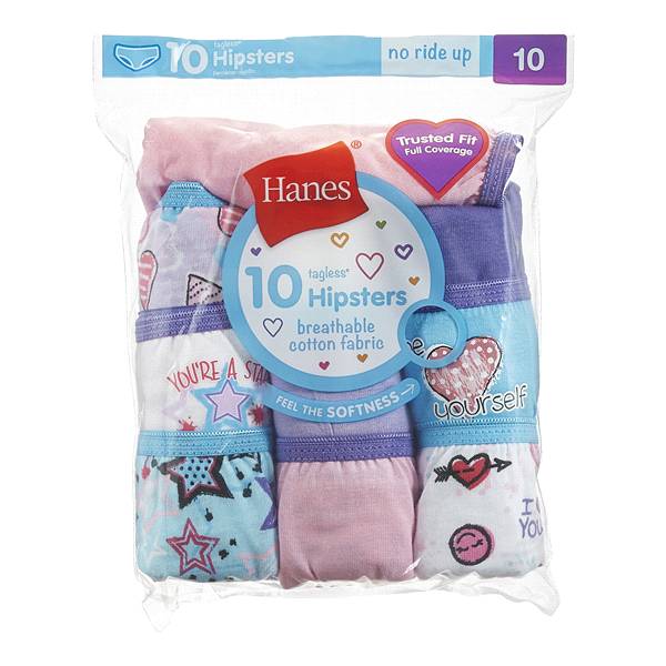 HANES GIRL HIPSTER UW GP10HP 10PK AST 10