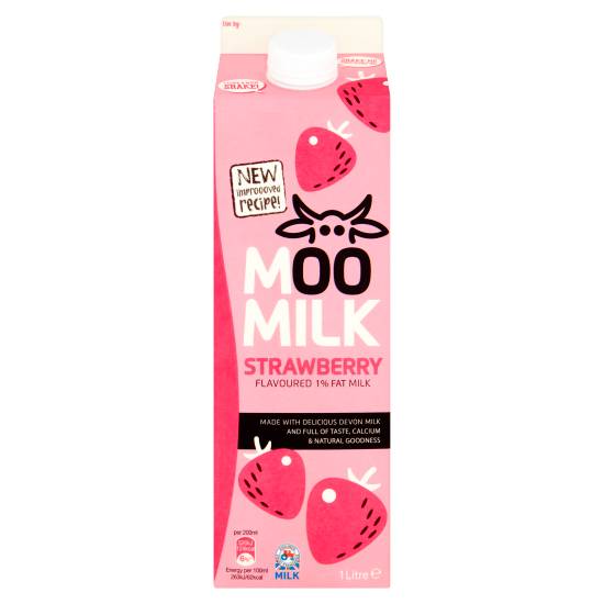 Moo Milk Strawberry Flavour 1% Fat Milk (1 L)