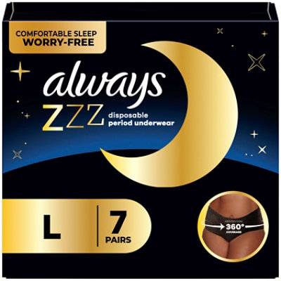 Always Zzz Period Underwear Disposable 360 Degree Coverage Large / Extra Large - 7 Count
