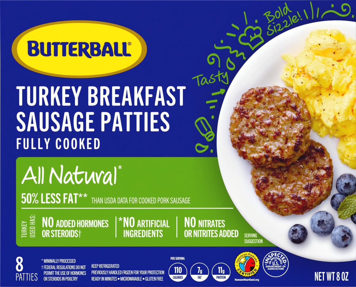 Butterball All Natural Turkey Breakfast Sausage Patties (8 oz, 8 ct)