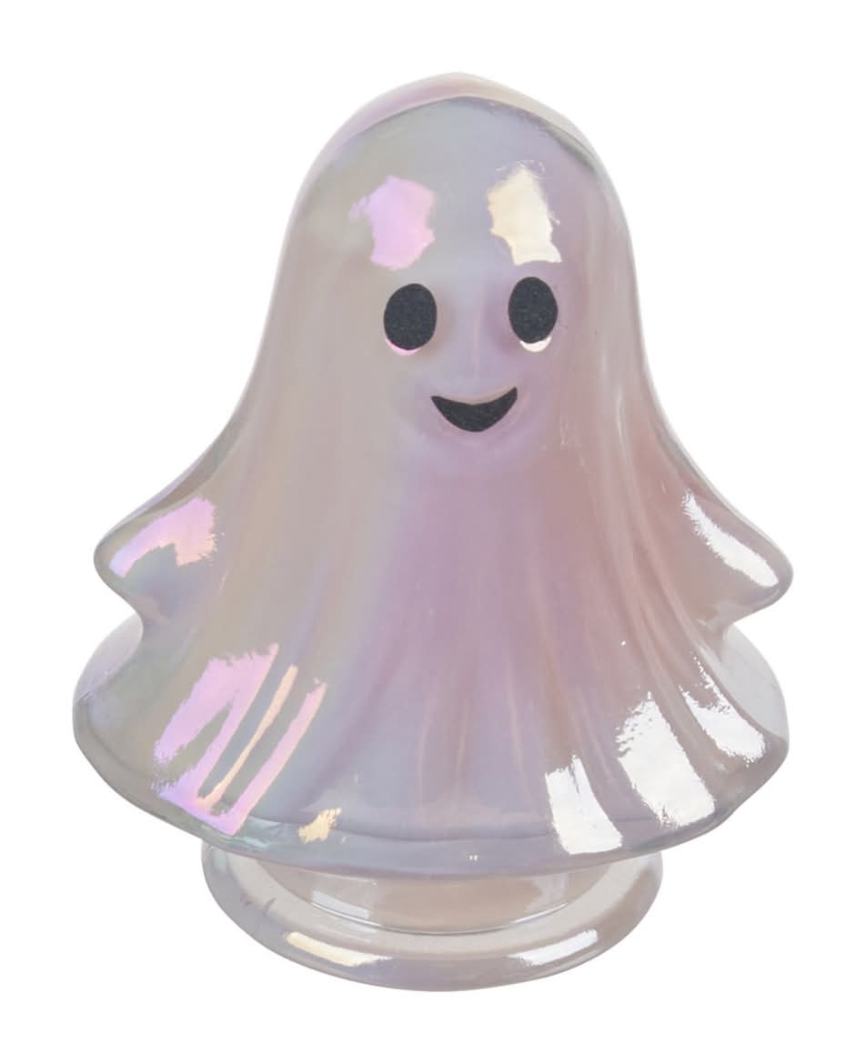 Halloween Iridescent Glass Ghost Large Tabletop Decor 2 Assorted Colors