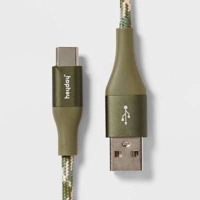 Heyday Usb-C To Usb-A Braided Cable, 6 ft, Olive