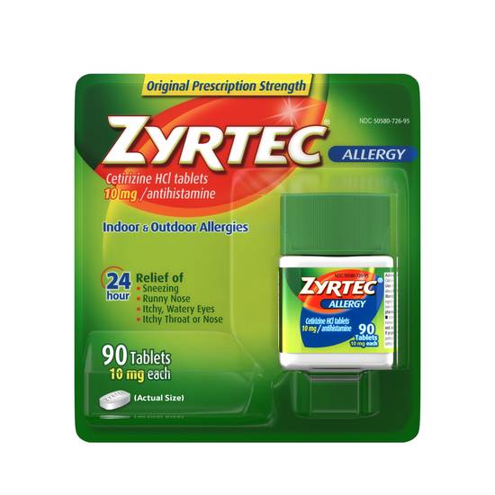 Zyrtec 24HR Allergy Relief Tablets, 10mg Cetirizine HCl, 90 CT