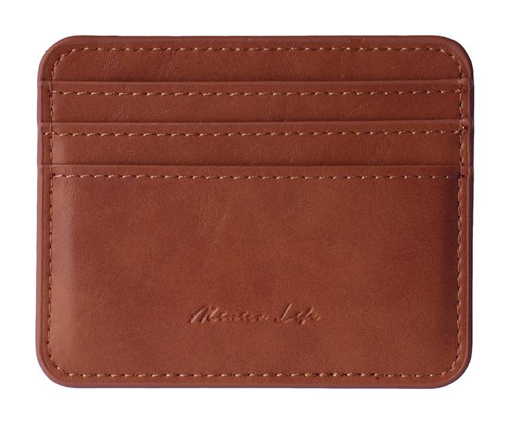 Miniso · Minimalista tarjetero sintético, 10x8x1 cm, café