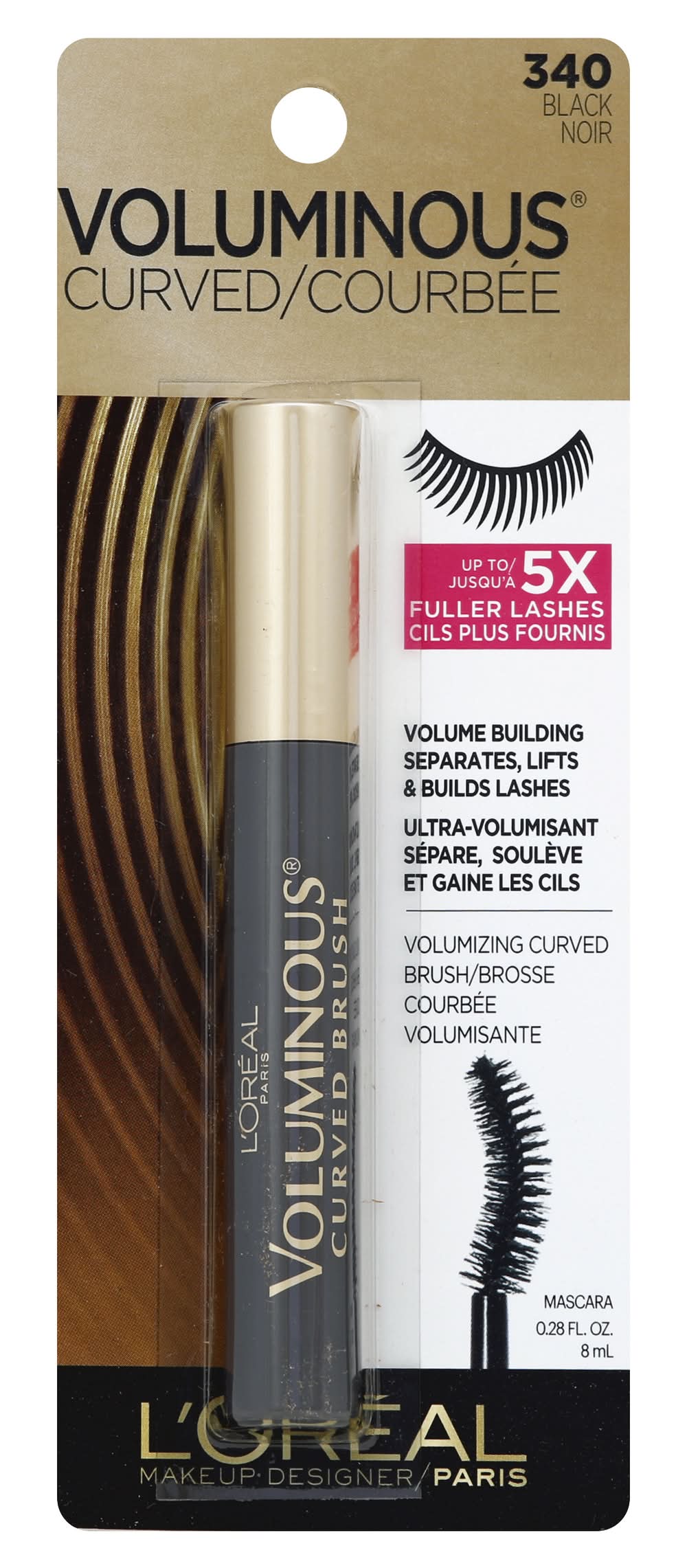L'Oréal Voluminous Black 340 Curved Brush Mascara (8 ml)