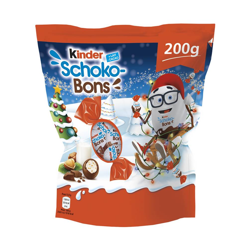 Kinder - Schoko-bons bonbons de chocolat au lait fourrés lait et noisettes (200g)