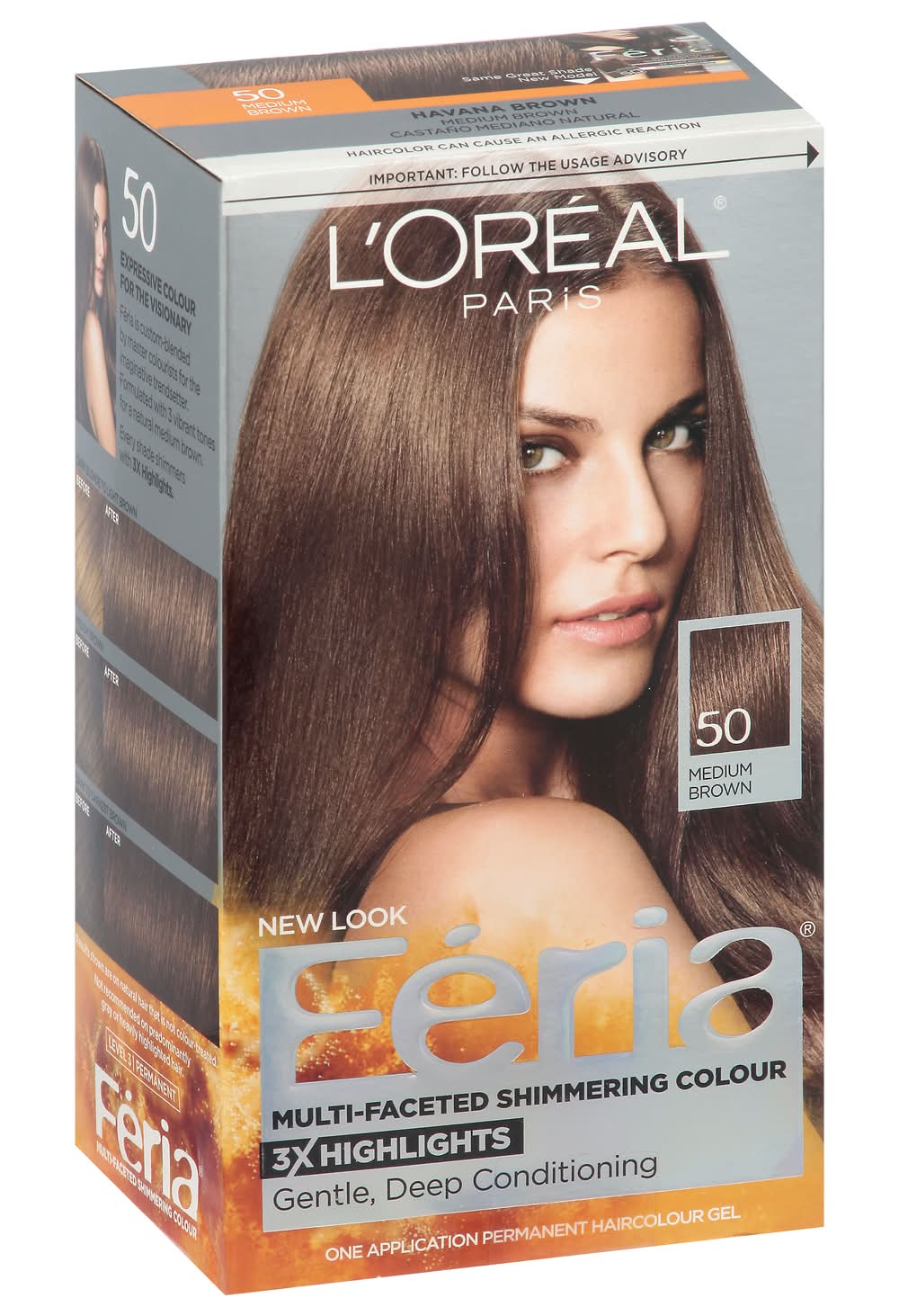L'Oréal Feria 50 Medium Brown Permanent Haircolour Gel (0.7 lbs)
