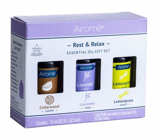 Airomé Rest & Relax Essential Oil Gift Set, Cedarwood-Lavender-Lemongrass (0.5 fl oz, 3 ct)