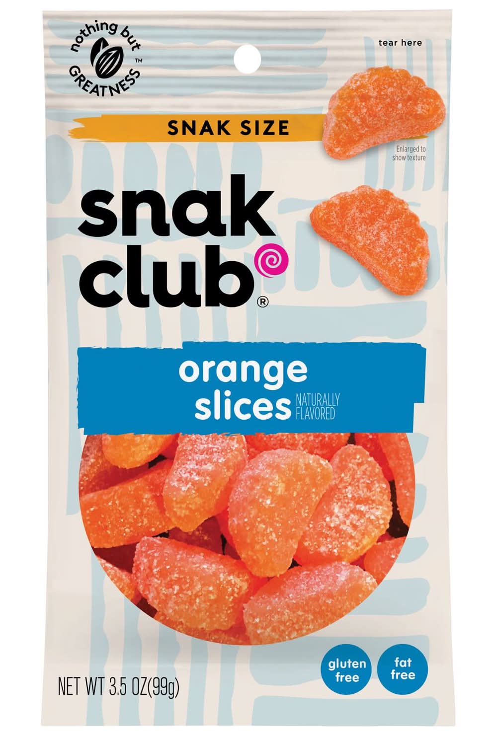 Snak Club Orange Slices Gummi Candy 3.5 Oz Bagged