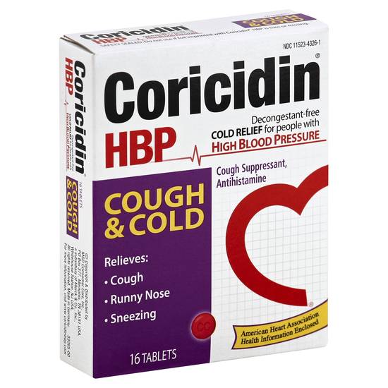 Coricidin High Blood Pressure Hbp Cough & Cold Decongestant-Free (16 ct)