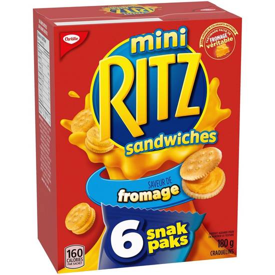 Ritz sandwichs mini ritz avec du vrai fromage en sachets goûter (6 unités, 180 g) - mini cheese crackers sandwiches (6 ct, 180 g)