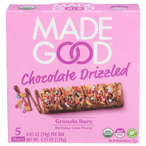 Madegood Organic Chocolate Drizzled Birthday Cake Granola Bars 5 Pack