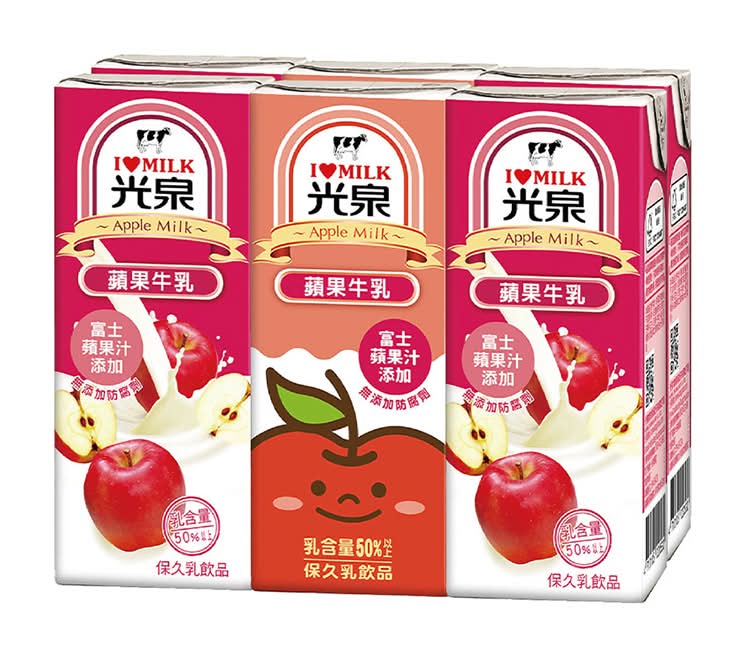 光泉蘋果牛奶-冷藏 | 200 ml * 6 入 #18012905