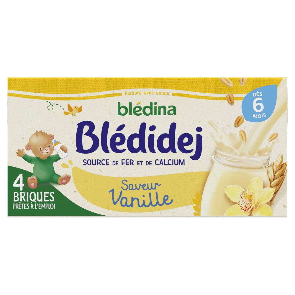 Blédina - Blédidej céréales lactées aromatisées pour bébé dès 6 mois (vanille)