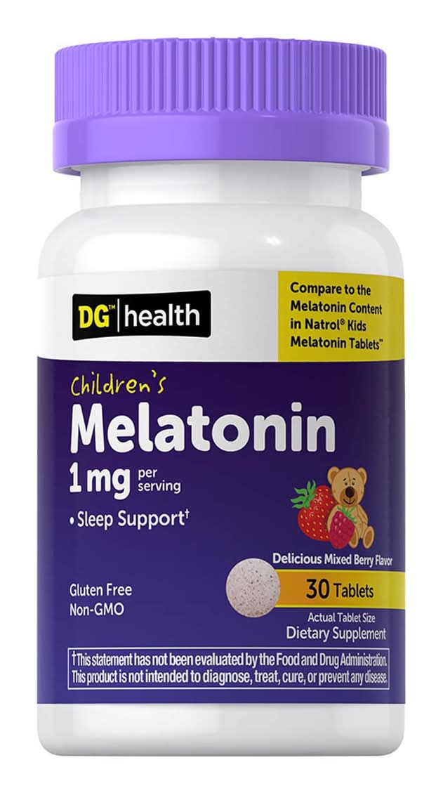DG Health Kids Melatonin Sleep Support Tablets 1 mg, Mixed Berry (30 ct)