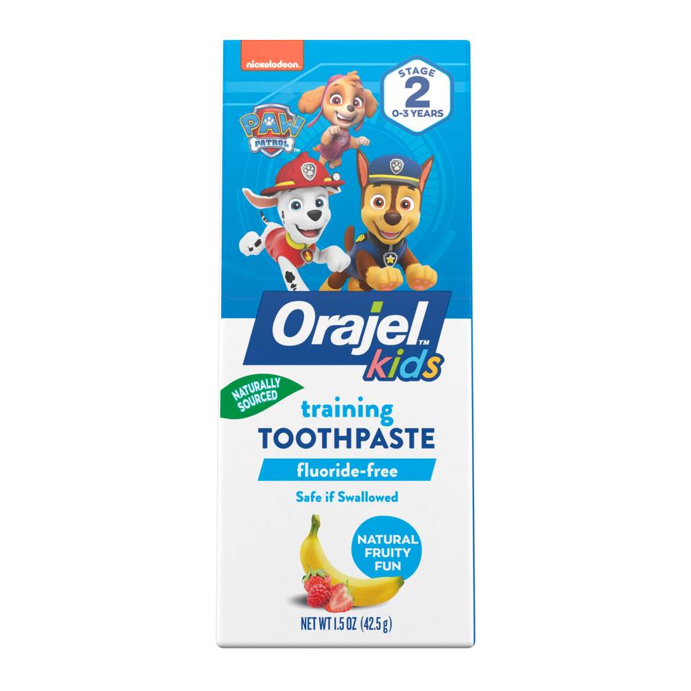 Orajel Kids Paw Patrol Fluoride-Free Training Toothpaste Natural Fruity Fun