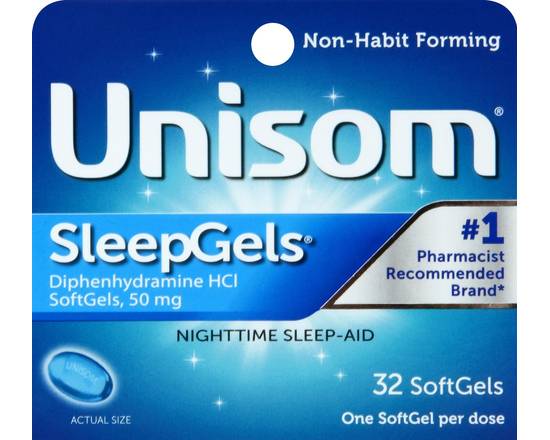 Unisom · Diphenhydramine HCI 50 mg SleepGels (32 softgels)