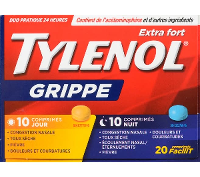 Tylenol Flu Extra Strength Daytime and Nighttime Eztabs 500 mg Tablets (20 ct)