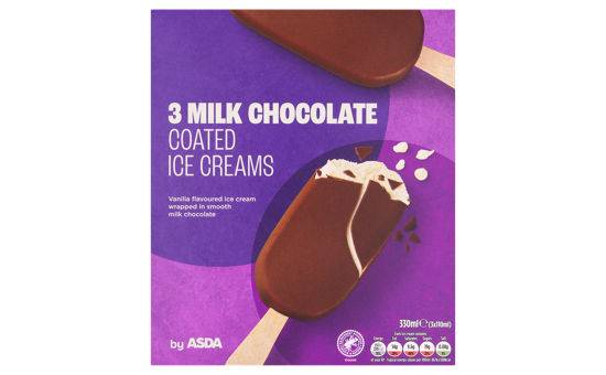 ASDA Heavenly Moments Milk Chocolate Ice Creams 3 Pack
