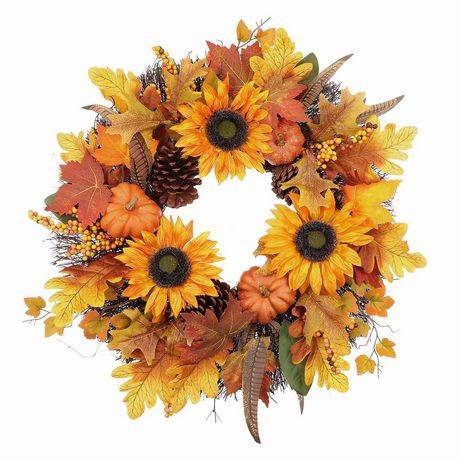 Way to Celebrate! Floral Wreath-Orange Sunflower