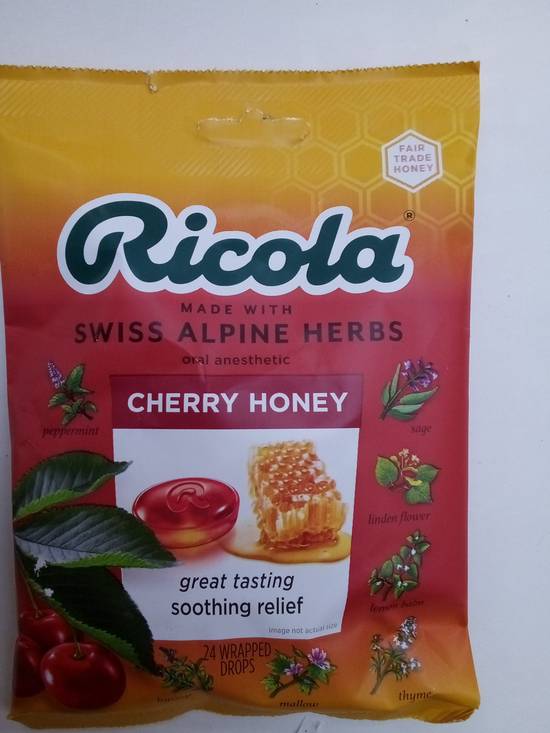 Ricola cherry honey cough drops 24 dops