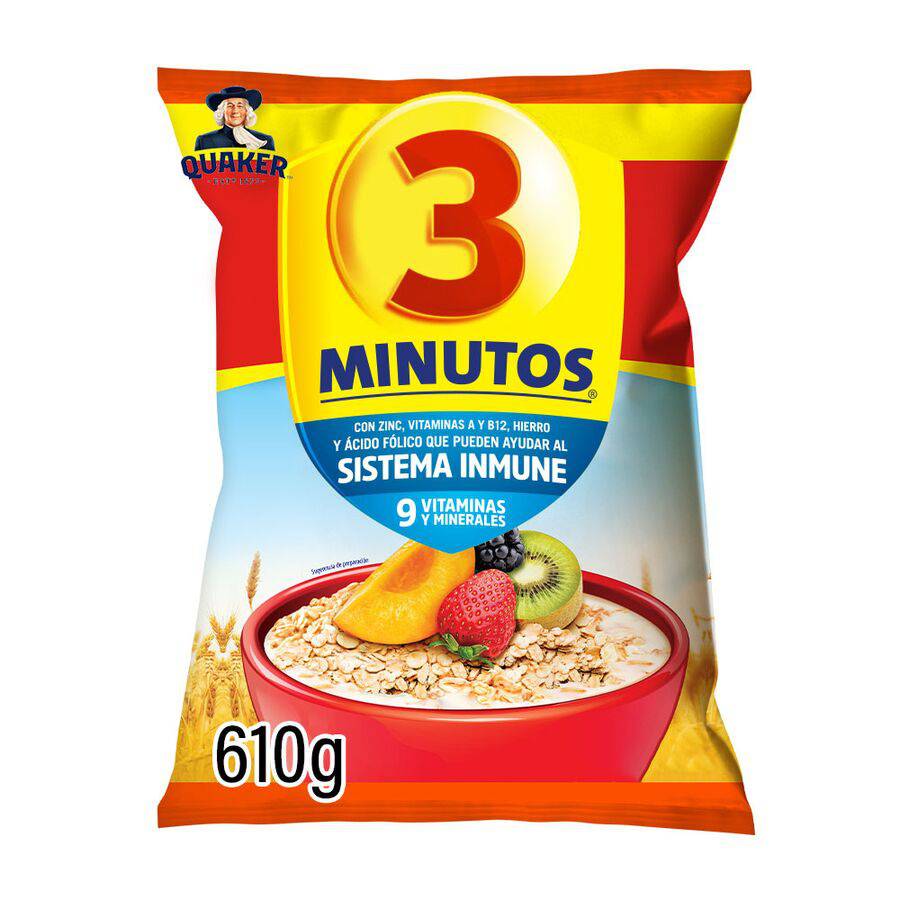 Quaker avena 3 minutos (bolsa 610 g)