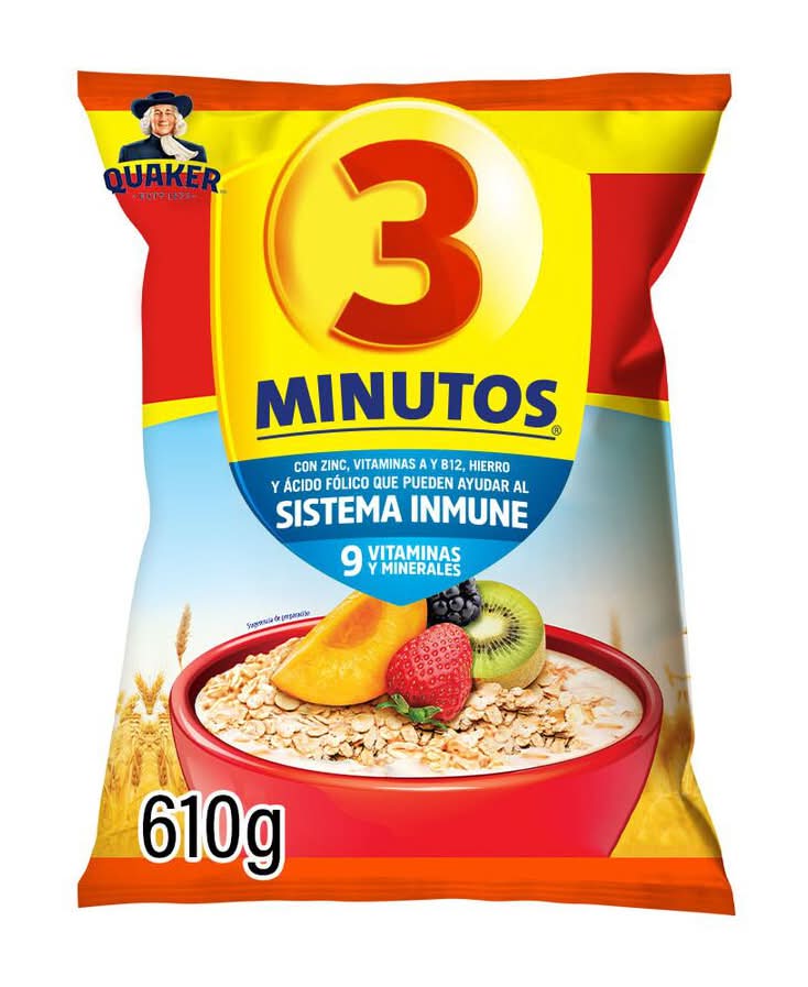Quaker · 3 Minutos avena y sémola de trigo fortificadas (610 g)