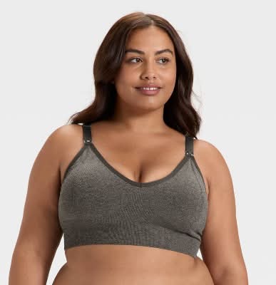 Women's Seamless Light Support Nursing Sports Bralette - Auden™ Heathered Gray XXL