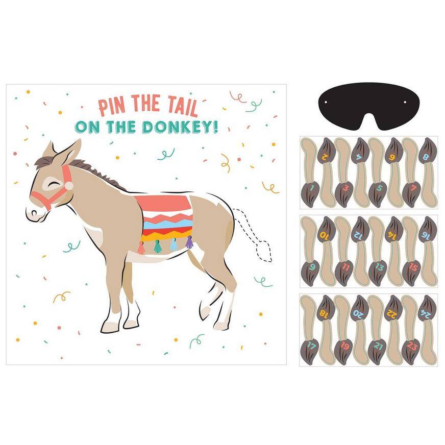 Pin the Tail on the Donkey Party Game, 25pc